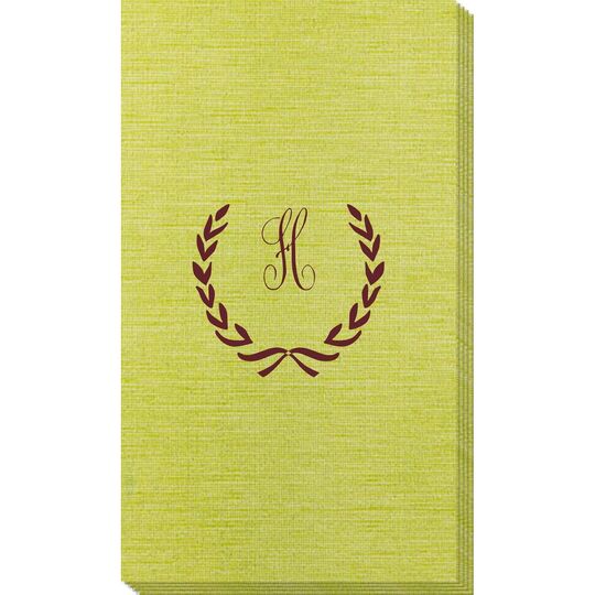 Laurel Wreath with Initial Bamboo Luxe Guest Towels